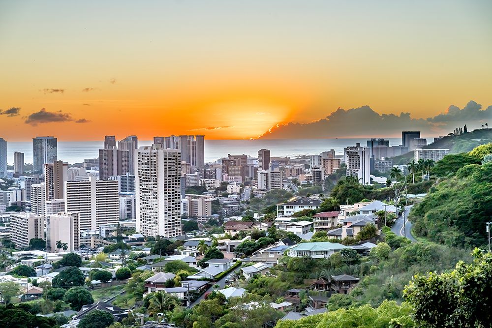 Sunset-Honolulu-Hawaii. art print by William Perry for $57.95 CAD