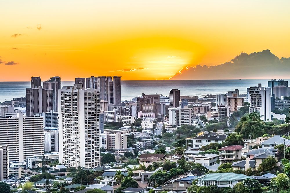 Sunset-Honolulu-Hawaii. art print by William Perry for $57.95 CAD