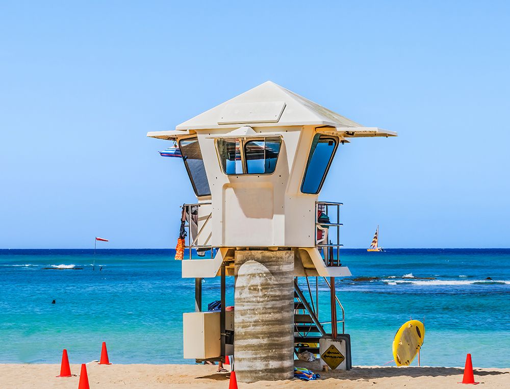 Lifeguard Station-Waikiki Beach-Honolulu-Oahu-Hawaii. art print by William Perry for $57.95 CAD