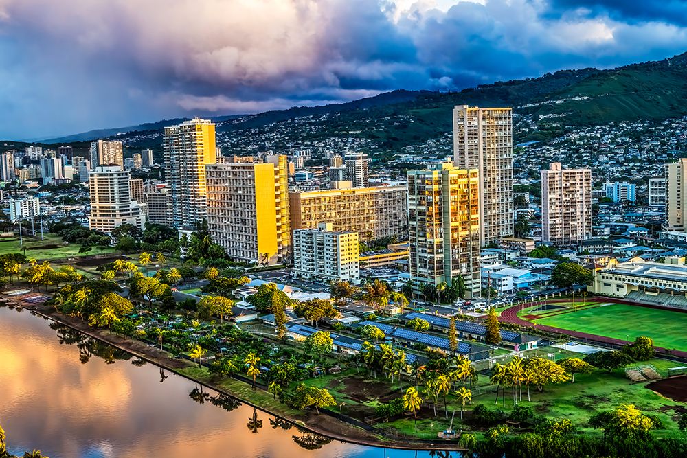 Colorful Ala Wai Canal, Honolulu, Oahu, Hawaii. art print by William Perry for $57.95 CAD