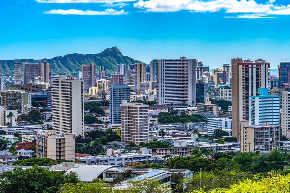 Colorful Diamond Head, Waikiki Beach, Honolulu, Hawaii. art print by William Perry for $57.95 CAD