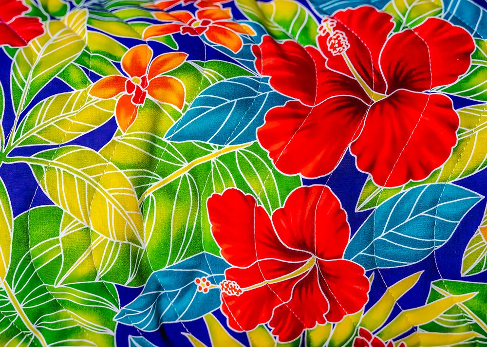 Colorful Polynesian textile, Waikiki, Honolulu, Oahu, Hawaii. art print by William Perry for $57.95 CAD