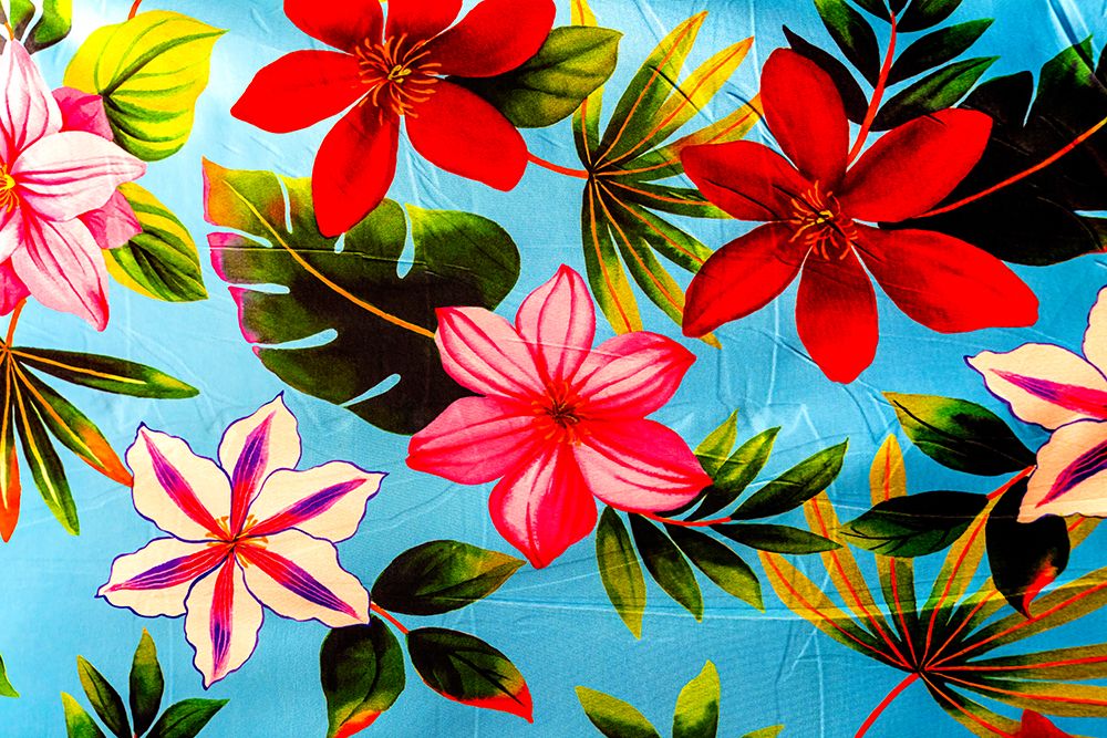 Colorful Polynesian textile, Waikiki, Honolulu, Oahu, Hawaii. art print by William Perry for $57.95 CAD