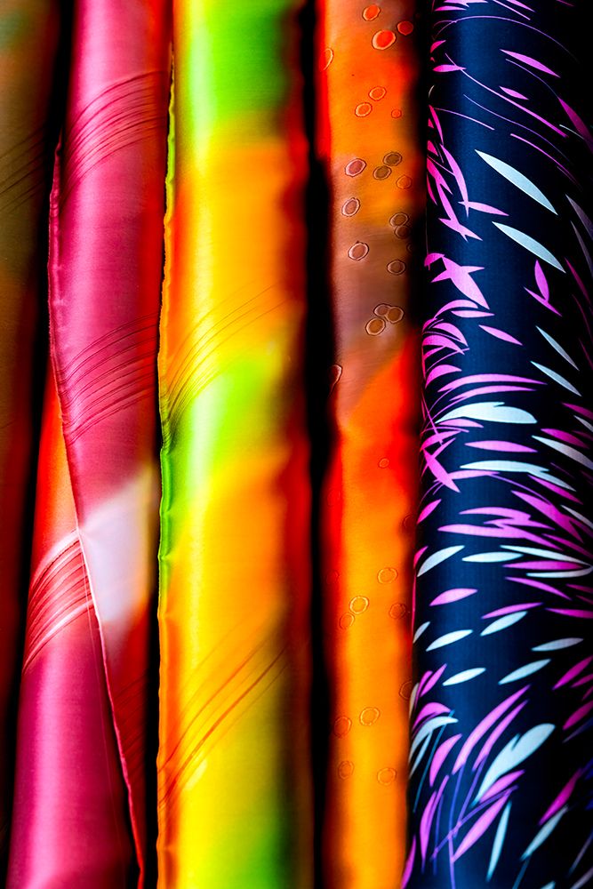 Colorful Hawaiian cloth textile shop, Waikiki, Honolulu, Oahu, Hawaii. art print by William Perry for $57.95 CAD