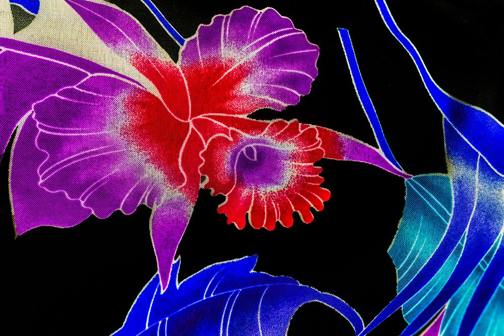 Colorful Polynesian textile, Waikiki, Honolulu, Oahu, Hawaii. art print by William Perry for $57.95 CAD