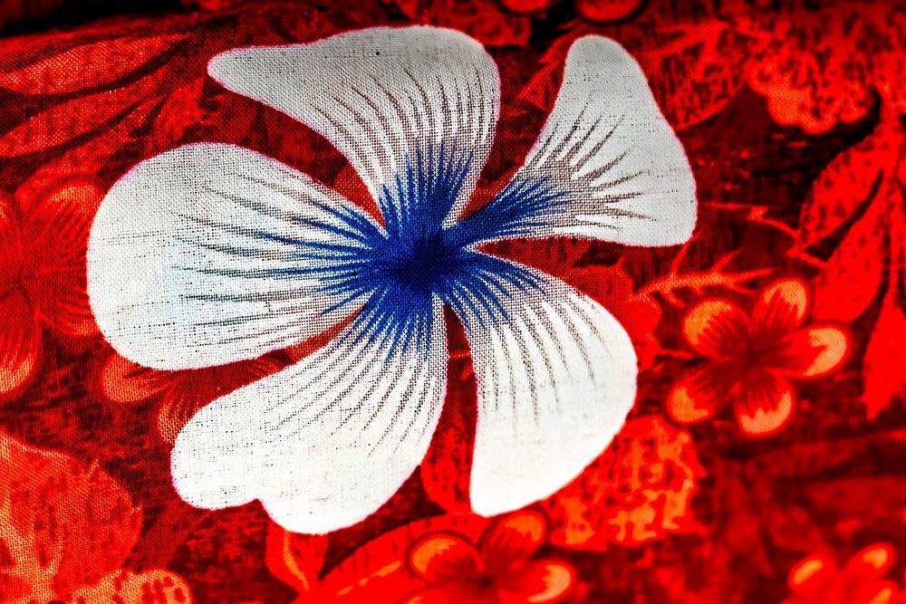 Colorful Polynesian textile, Waikiki, Honolulu, Oahu, Hawaii. art print by William Perry for $57.95 CAD