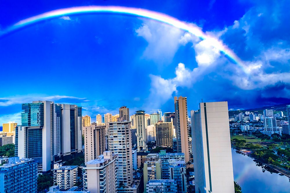Colorful rainbow, Honolulu, Oahu, Hawaii. art print by William Perry for $57.95 CAD