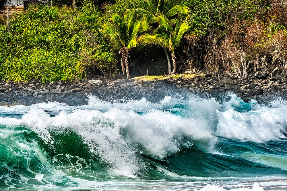 Large waves, Waimea Bay, North Shore, Oahu, Hawaii. Waimea Bay is famous for big wave surfing. art print by William Perry for $57.95 CAD
