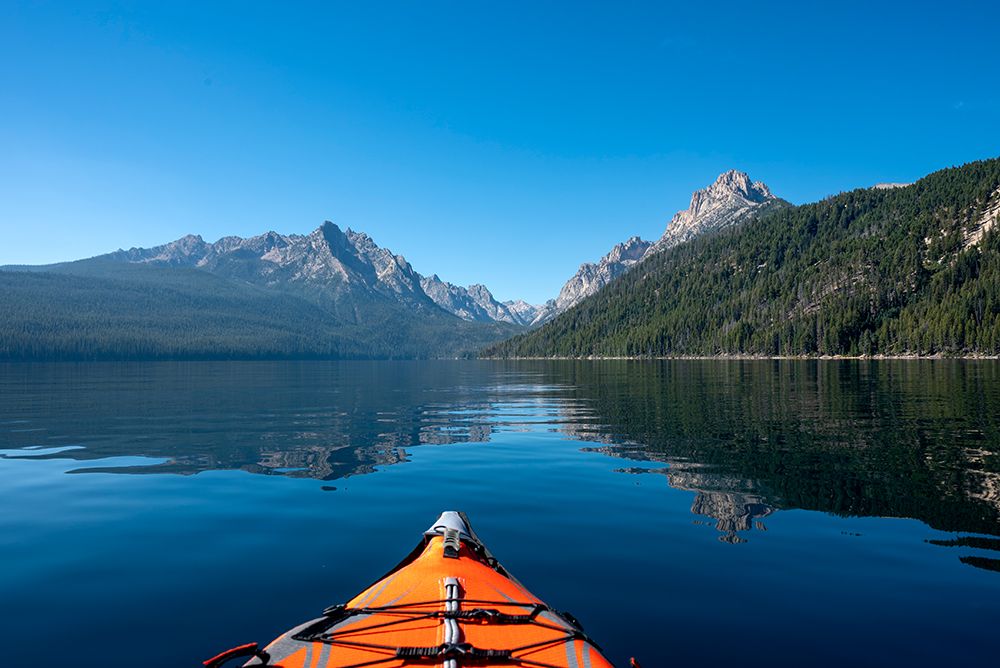 USA-Idaho-Redfish Lake Kayak facing Sawtooth Mountains art print by Janell Davidson for $57.95 CAD