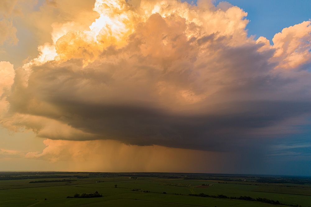 Aerial view of thunderstorm clouds at sunset-Marion County-Illinois art print by Richard and Susan Day for $57.95 CAD