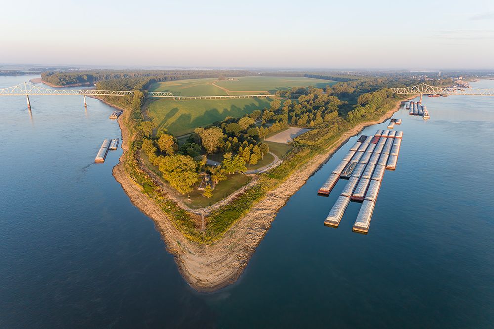 Aerial of the confluence of the Ohio (right) and Mississippi (left) Rivers-Illinois art print by Richard and Susan Day for $57.95 CAD