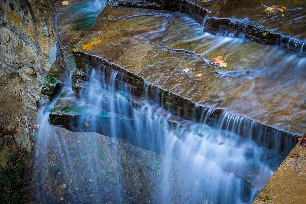 Rocky Ledges with Waterfall in Clifty Creek Park-Indiana art print by Anna Miller for $57.95 CAD