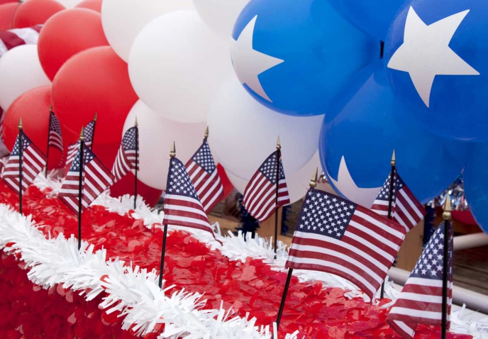 Indiana, Carmel Patriotic balloons and flags art print by Wendy Kaveney for $57.95 CAD