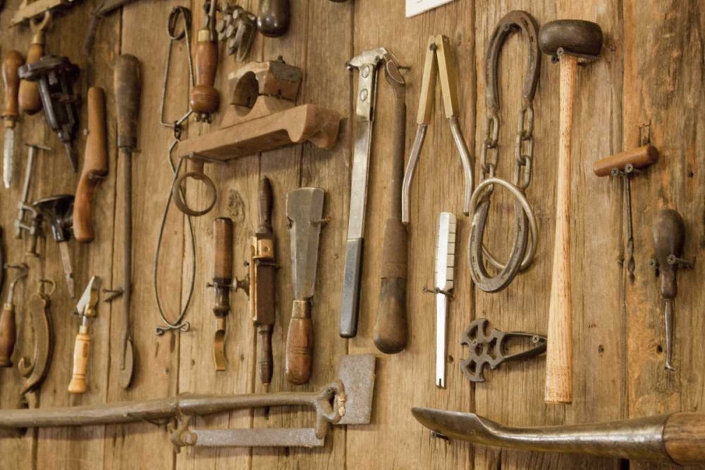 Tools on a wall, Indianapolis, Indiana, USA art print by Wendy Kaveney for $57.95 CAD