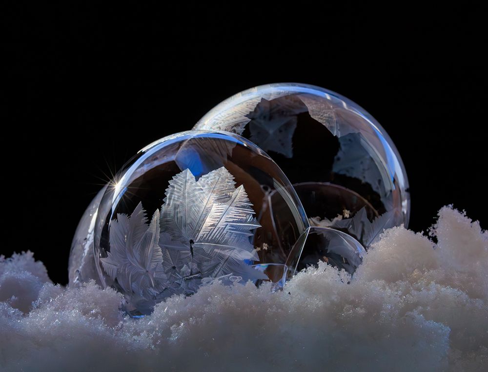 USA, Indiana, Carmel. Close-up of frozen soap bubbles and snow. art print by Jaynes Gallery for $57.95 CAD