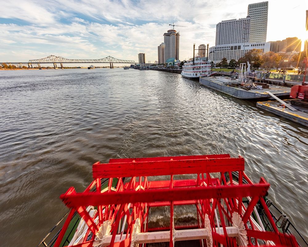 Paddle wheel in motion on the historic steamboat The Natchez in New Orleans-Louisiana-USA art print by Chuck Haney for $57.95 CAD