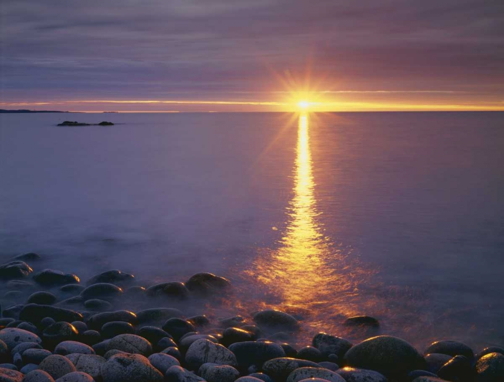 ME, Acadia NP, Sunrise on fog and shore rocks art print by Christopher Talbot Frank for $57.95 CAD
