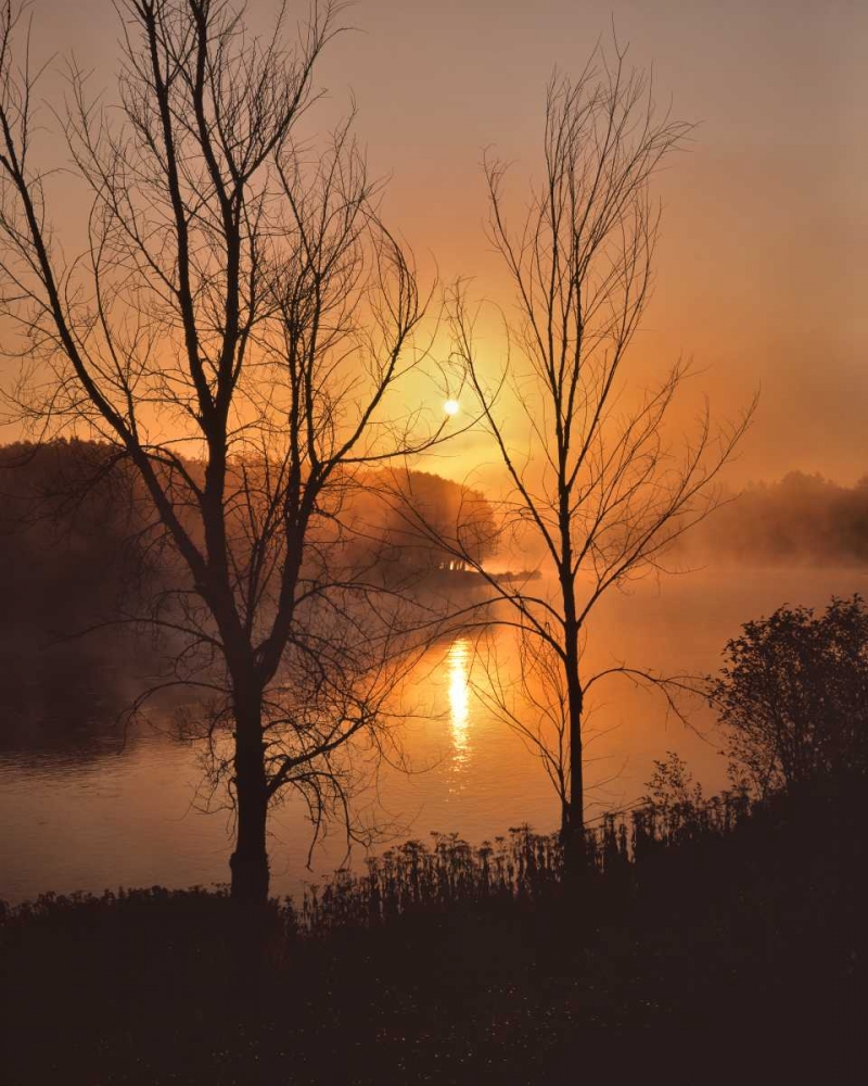 Maine Autumn sunrise over the Kennebec River art print by Steve Terrill for $57.95 CAD