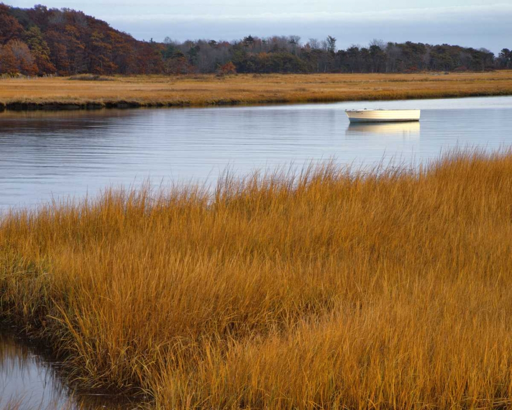 USA, Maine Boat anchored in Mousam River art print by Steve Terrill for $57.95 CAD