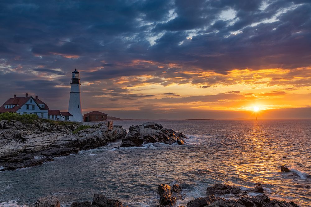 Sunrise at Portland Head Lighthouse in Portland-Maine-USA art print by Chuck Haney for $57.95 CAD