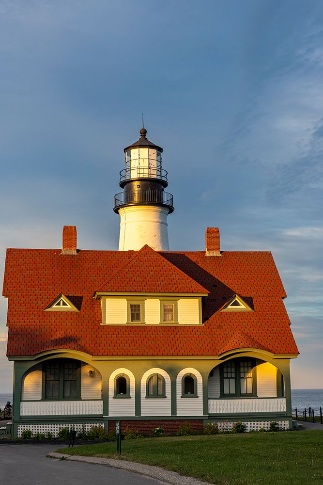 Sunset at Portland Head Lighthouse in Portland-Maine-USA art print by Chuck Haney for $57.95 CAD