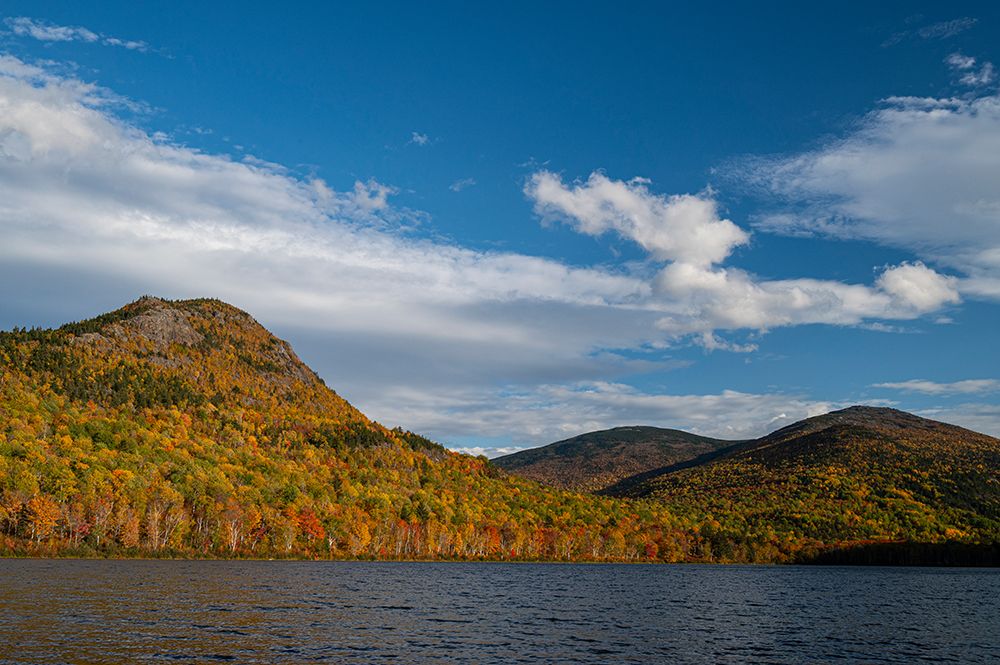 USA, Maine. Fall foliage and view of lake and Travelers Mountain, Baxter State Park art print by Howie Garber for $57.95 CAD