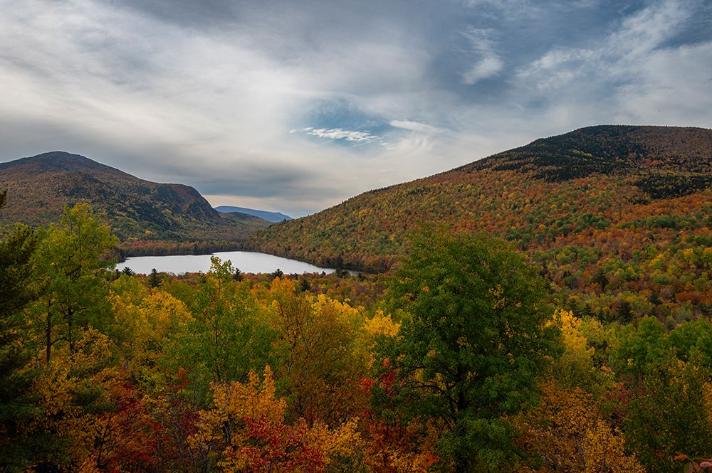 USA, Maine. Fall foliage and view of South Branch Pond, Baxter State Park art print by Howie Garber for $57.95 CAD