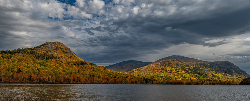 USA, Maine. Panoramic landscape of fall foliage and view of lake, Baxter State Park art print by Howie Garber for $57.95 CAD