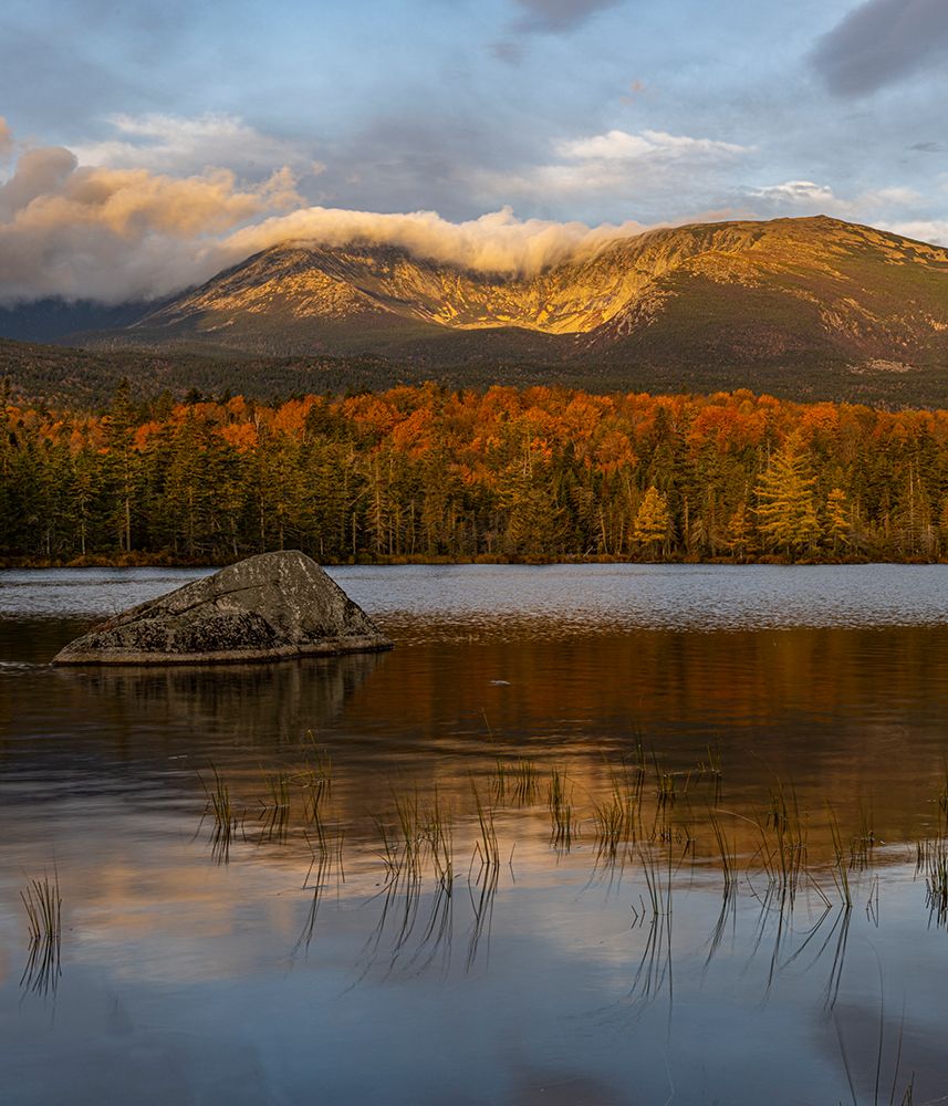 USA, Maine. View of Mount Katahdin in morning from Sandy Stream Pond. art print by Howie Garber for $57.95 CAD