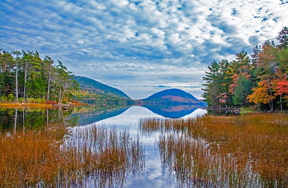 USA-New England-Maine-Acadia National Park and Jordon Pond on very calm Autumn day art print by Sylvia Gulin for $57.95 CAD