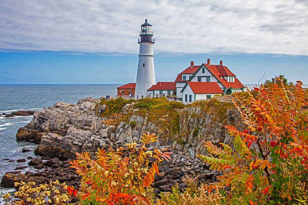 USA-New England-Maine-Cape Elizabeth-Atlantic Portland Head Lighthouse during the Fall season art print by Sylvia Gulin for $57.95 CAD