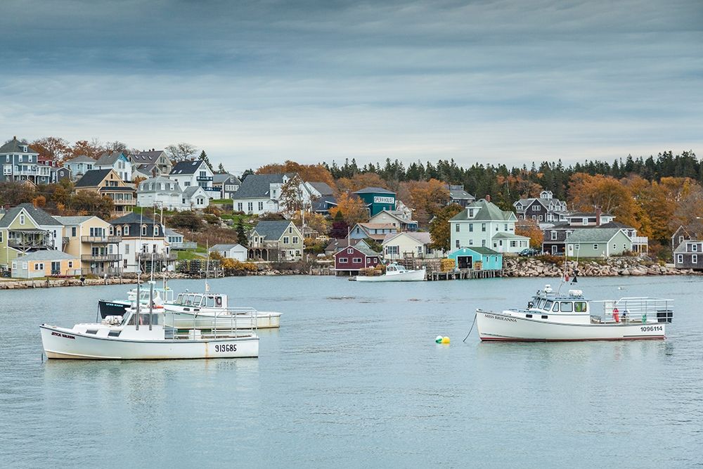 Maine-Stonington-Stonington Harbor-autumn art print by Walter Bibikow for $57.95 CAD