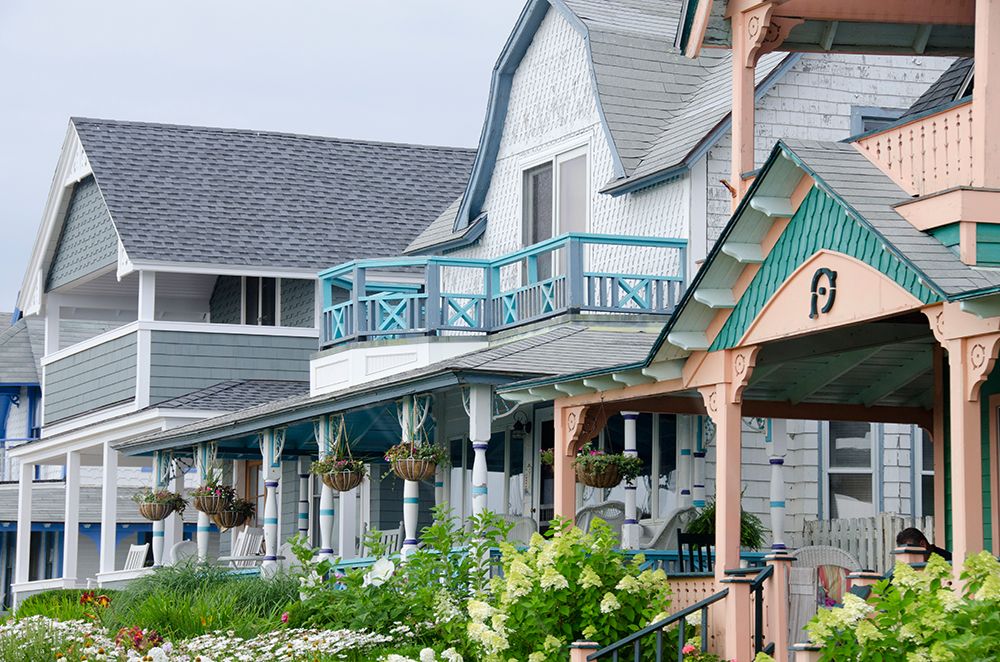 Massachusetts-Marthas Vineyard-Oak Bluffs. Historic gingerbread home. art print by Cindy Miller Hopkins for $57.95 CAD