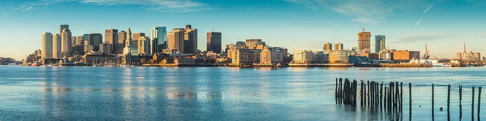New England-Massachusetts-Boston-city skyline from Boston Harbor-dawn art print by Walter Bibikow for $57.95 CAD