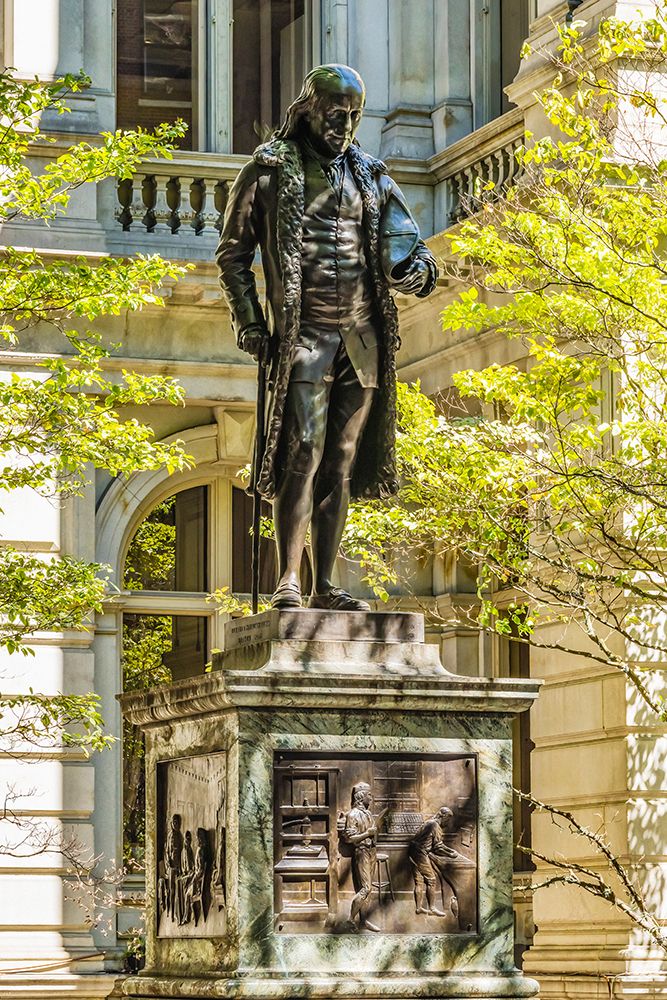 Benjamin Franklin Statue-Boston-Massachusetts-Front of the Boston Latin School founded 1635-Statue art print by William Perry for $57.95 CAD