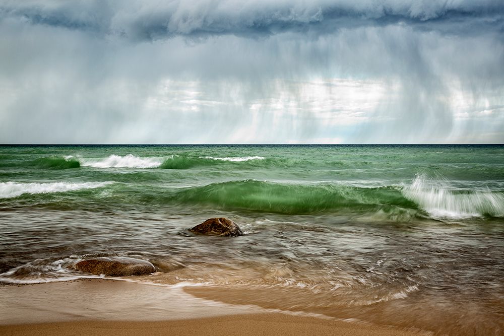 USA-Michigan-Upper Peninsula-Munising Rain clouds over Pictured Rocks National Lakeshore art print by Ann Collins for $57.95 CAD