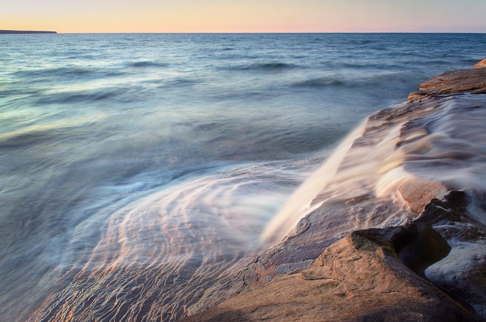 Elliot Falls flowing over layers of Au Train Formation sandstone at Miners Beach art print by Alan Majchrowicz for $57.95 CAD