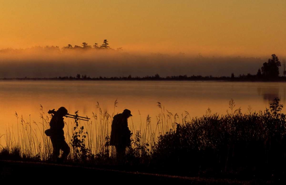 MI, People along Potagannissing Bay at sunrise art print by Mark Carlson for $57.95 CAD
