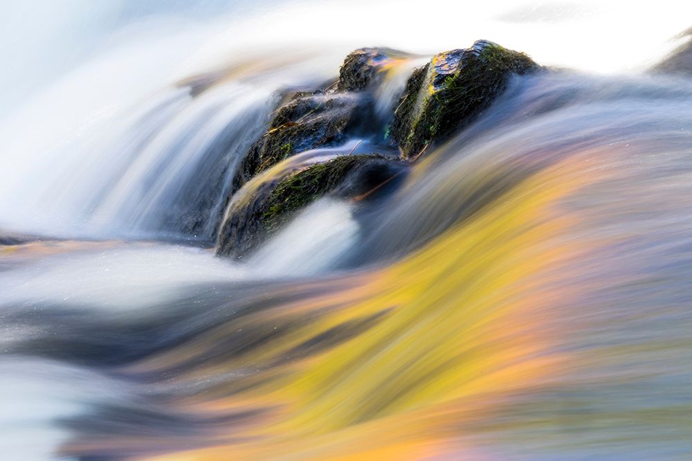 US-Michigan-Upper Peninsula Water flowing over Bond Falls with reflections art print by Julie Eggers for $57.95 CAD