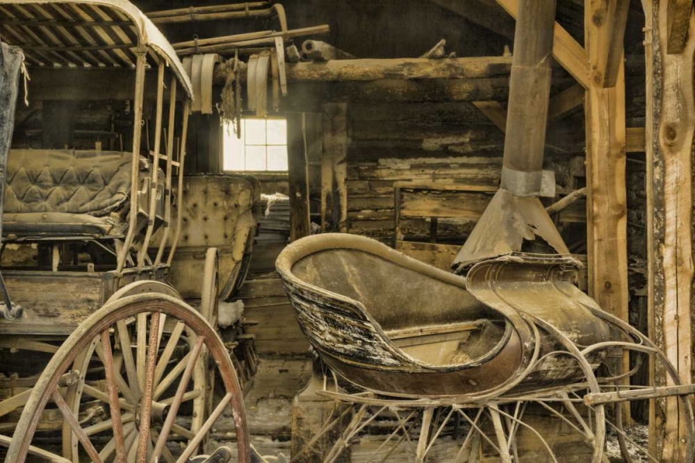 Montana, Virginia City Antique sleigh and buggy art print by Don Paulson for $57.95 CAD