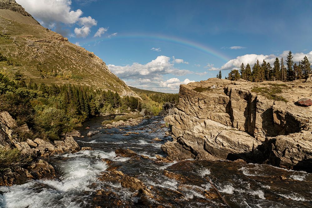 USA-Montana-Glacier National Park Rainbow above Swiftcurrent Falls art print by Jaynes Gallery for $57.95 CAD