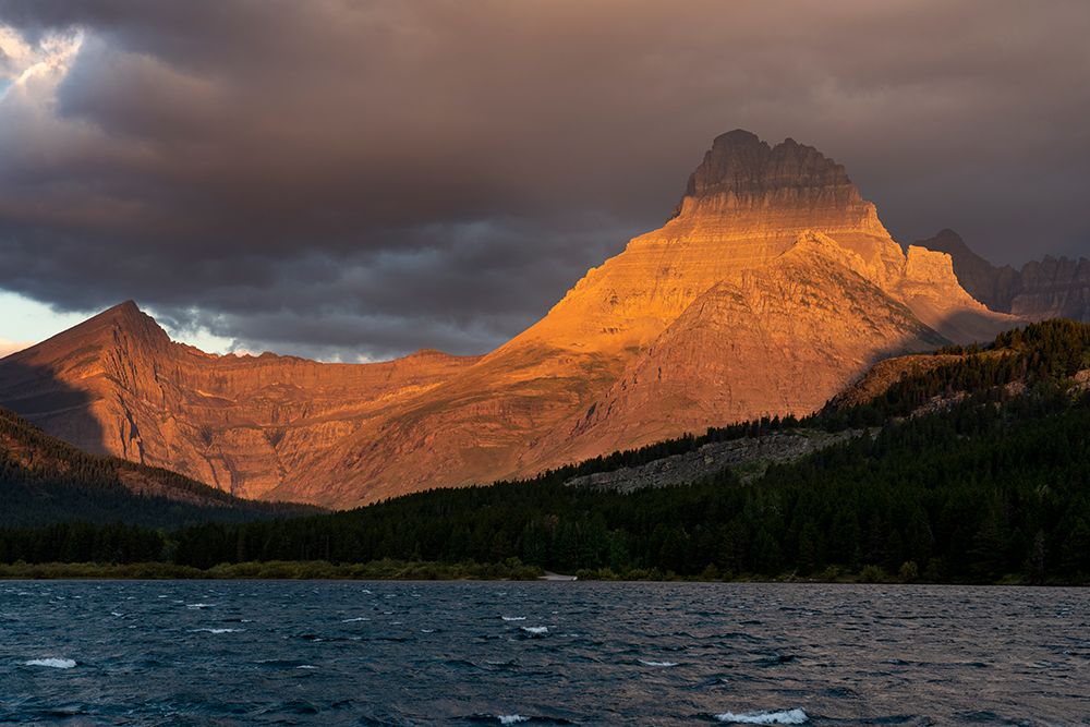 USA-Montana-Glacier National Park Stormy sunrise on Mt Wilbur and lake art print by Jaynes Gallery for $57.95 CAD