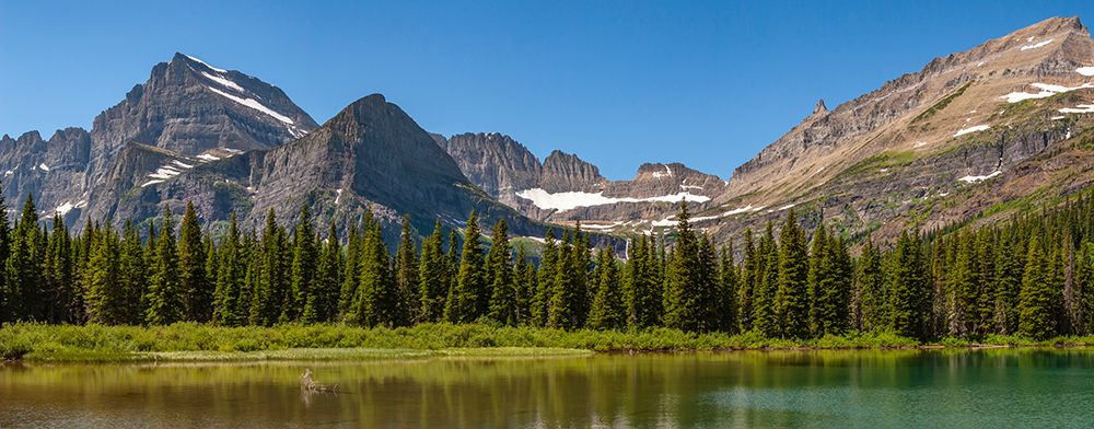 USA-Montana-Glacier National Park Panoramic of mountains and Grinnell Lake in summer art print by Jaynes Gallery for $57.95 CAD