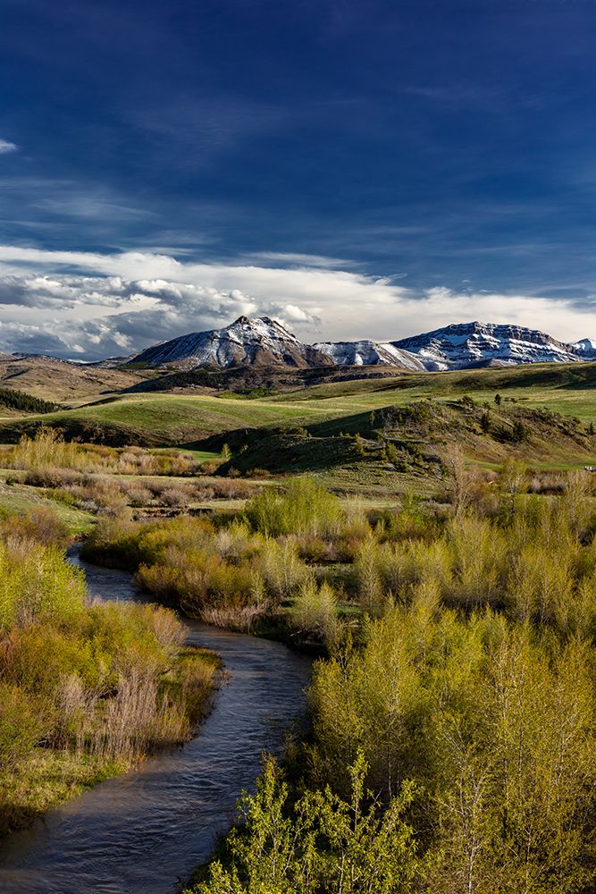 Elk Creek with fresh snow on Steamboat Mountain along the Rocky Mountain Front near Augusta-Montana art print by Chuck Haney for $57.95 CAD