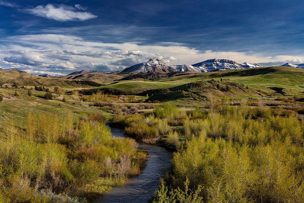 Elk Creek with fresh snow on Steamboat Mountain along the Rocky Mountain Front near Augusta-Montana art print by Chuck Haney for $57.95 CAD