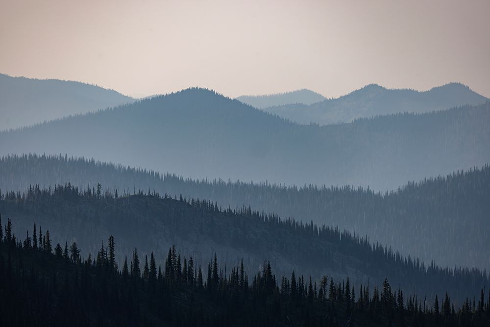 Hazy mountains from Werner Peak in the Stillwater State Forest, Montana, USA art print by Chuck Haney for $57.95 CAD