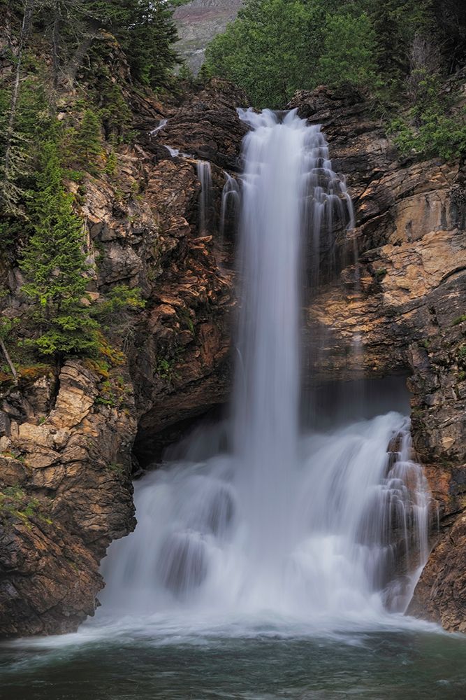 Running Eagle Falls in Glacier National Park, Montana, USA. art print by Chuck Haney for $57.95 CAD