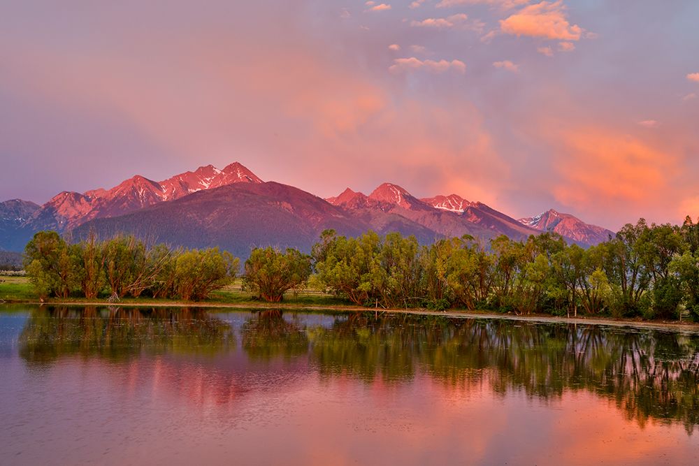 USA, Montana, Allentown. Evening light of Mission Mountains reflected in small pond. art print by Darrell Gulin for $57.95 CAD