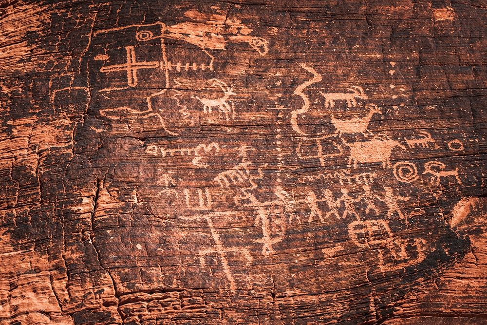 Petroglyphs at the Mouses Tank-Valley of Fire State Park-Nevada-USA art print by Russ Bishop for $57.95 CAD