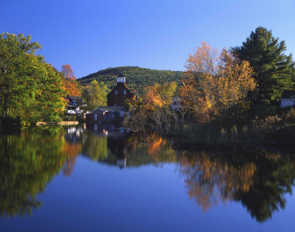 NH, Ashland Old grist mill reflecting in pond art print by Steve Terrill for $57.95 CAD